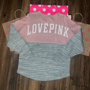 VS PINK Size XS Color Block Varsity Crew Logo Sweatshirt.